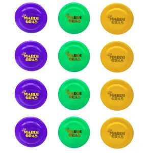 7" Purple, Yellow and Green Frisbee with Mardi Gras Imprint (Dozen)