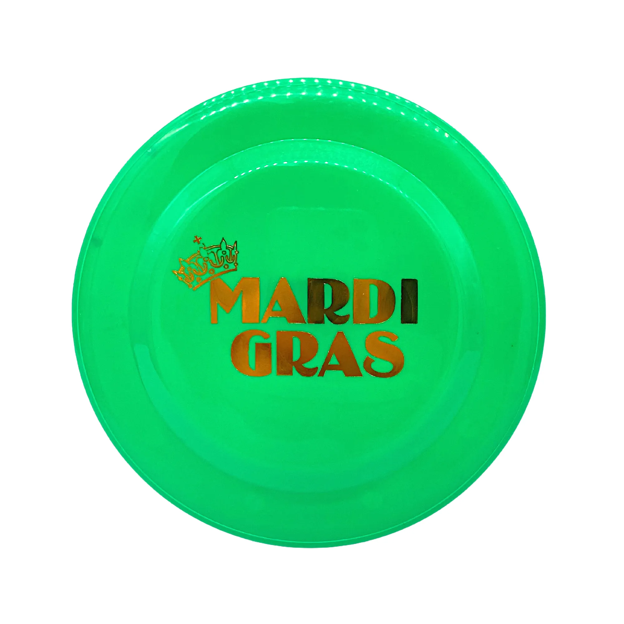 7" Purple, Yellow and Green Frisbee with Mardi Gras Imprint (Dozen)