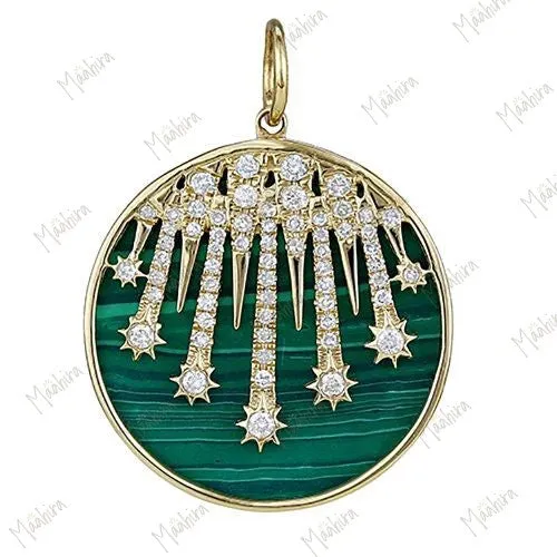 Diamond & Lapis Round Disc Pendant