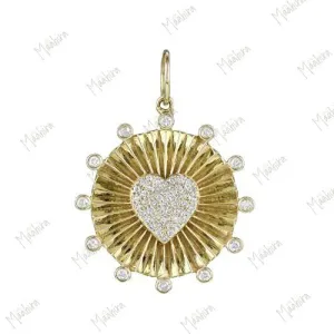 Diamond Round Disc With Heart