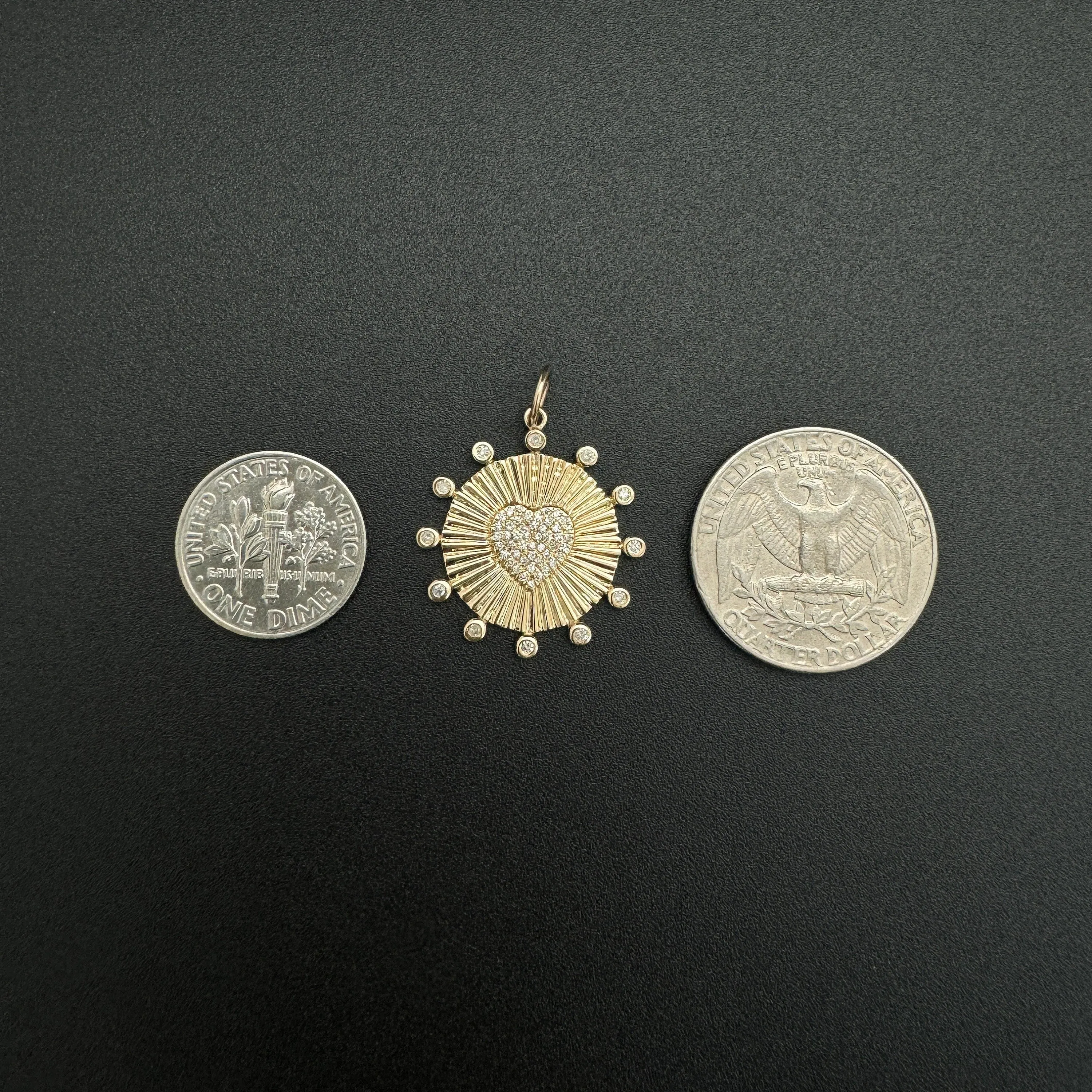 Diamond Round Disc With Heart