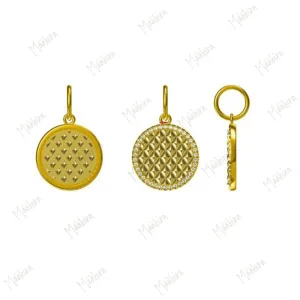 Diamond Round Textured Disc Pendant 15mm