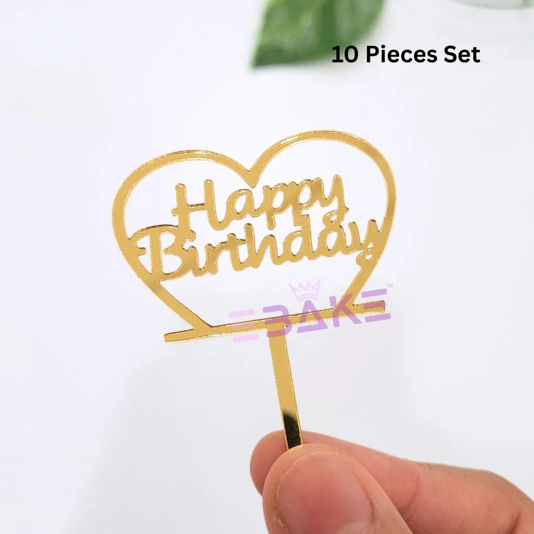 Happy Birthday Mini Topper- 2" (Set of 10 Pieces)