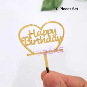 Happy Birthday Mini Topper- 2" (Set of 10 Pieces)