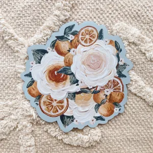 Large Orange Florals Magnet