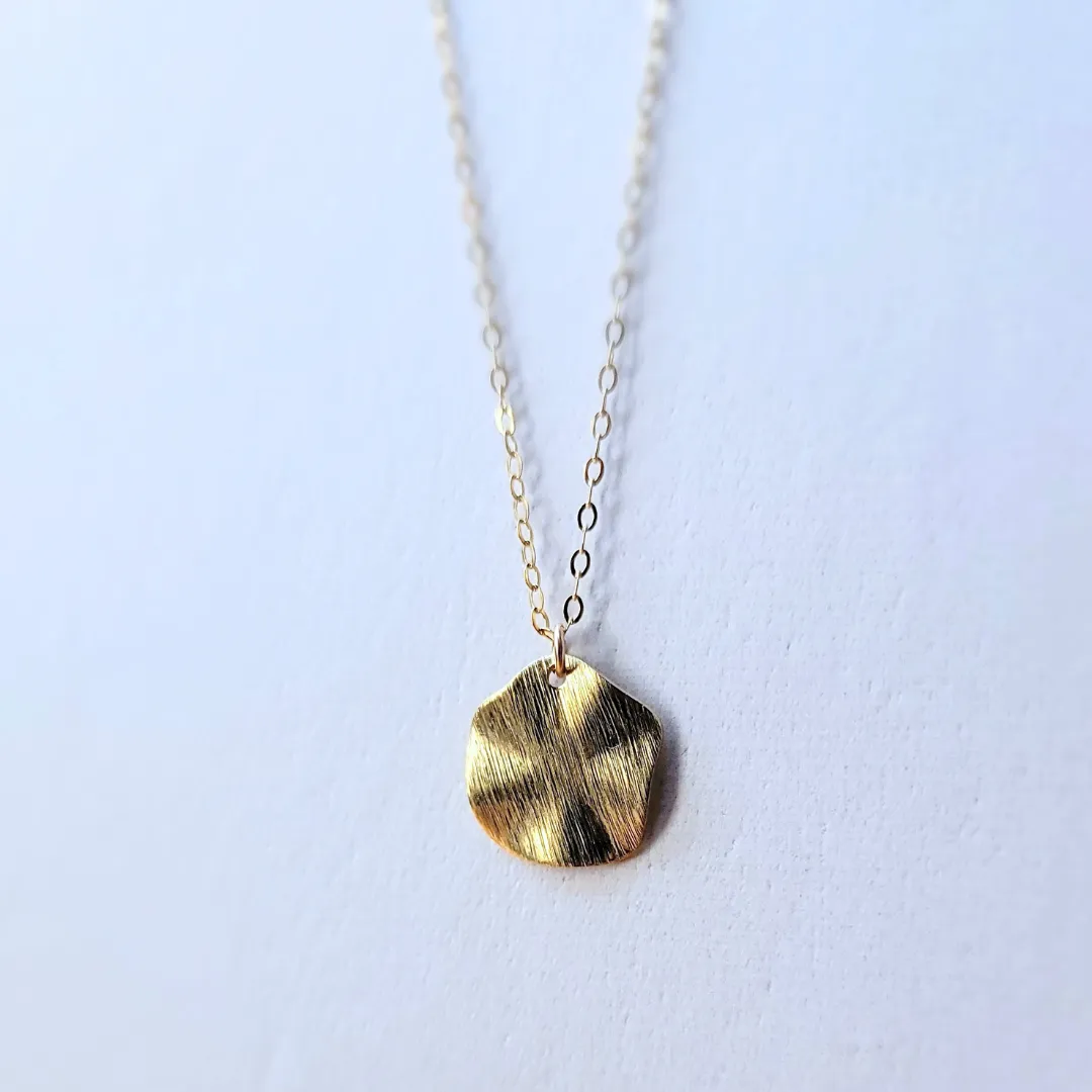 Minimalist Wavy Disc Gold Necklace