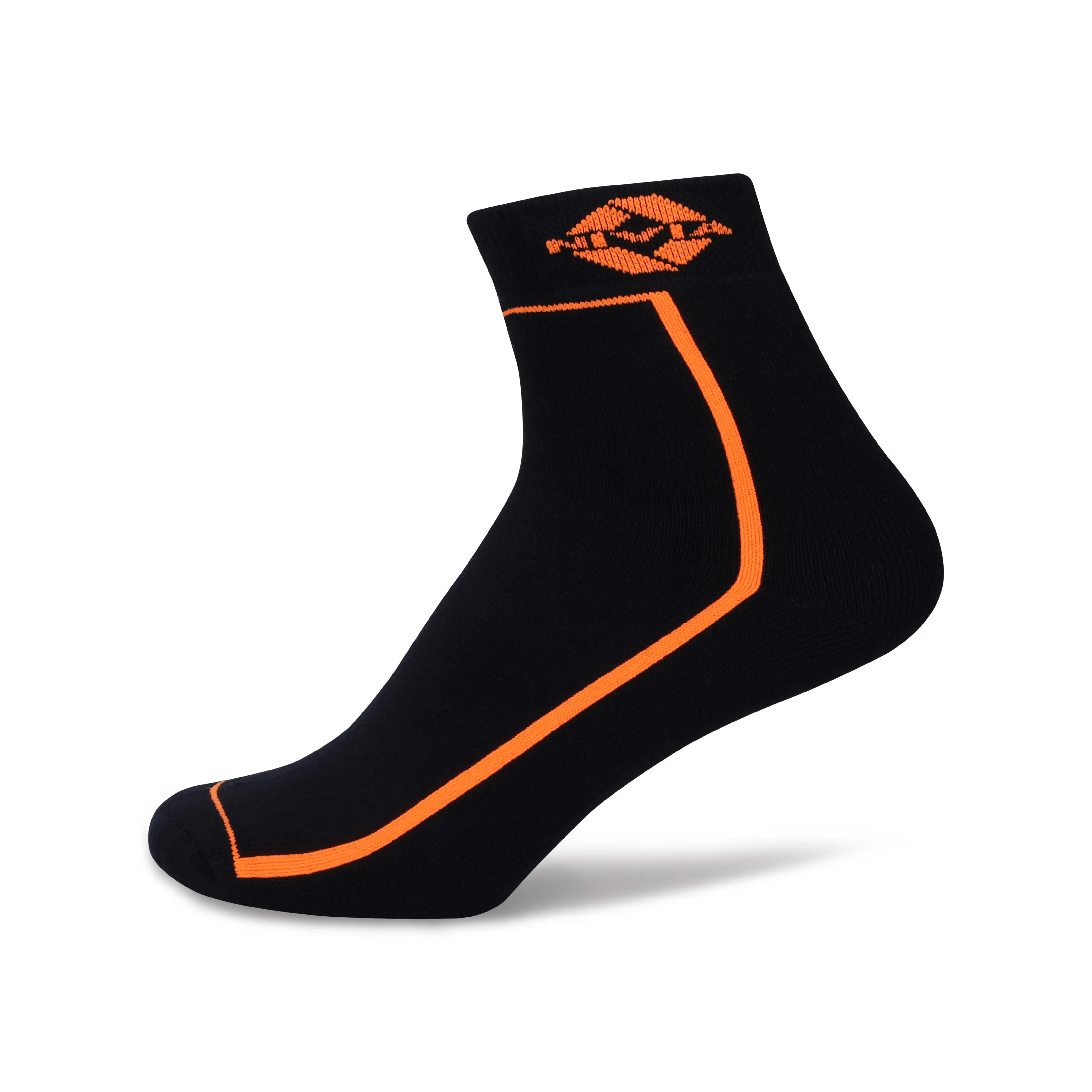 NIVIA STRIPES SPORTS SOCKS HIGH ANKLE (BLACK/F.ORANGE)