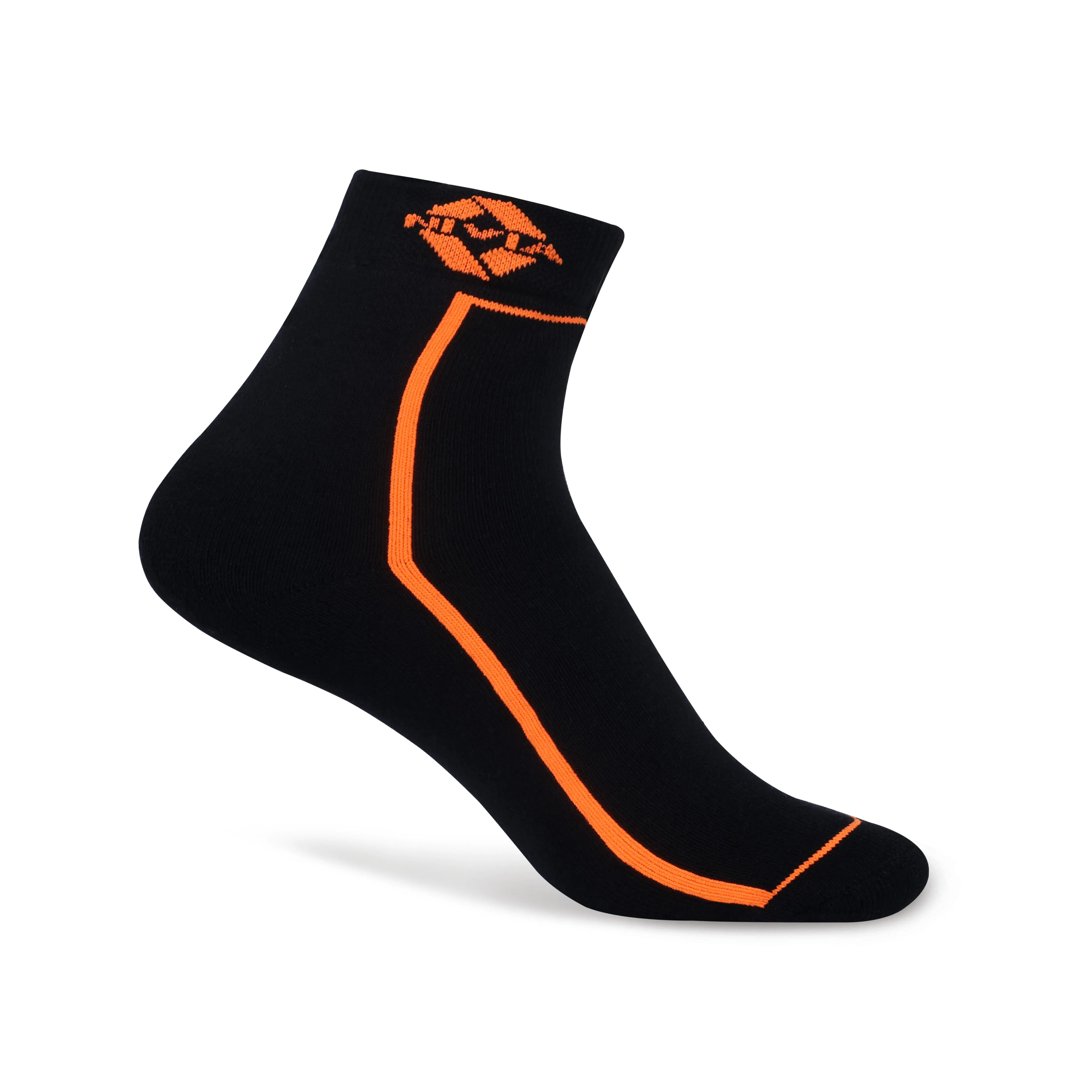 NIVIA STRIPES SPORTS SOCKS HIGH ANKLE (BLACK/F.ORANGE)