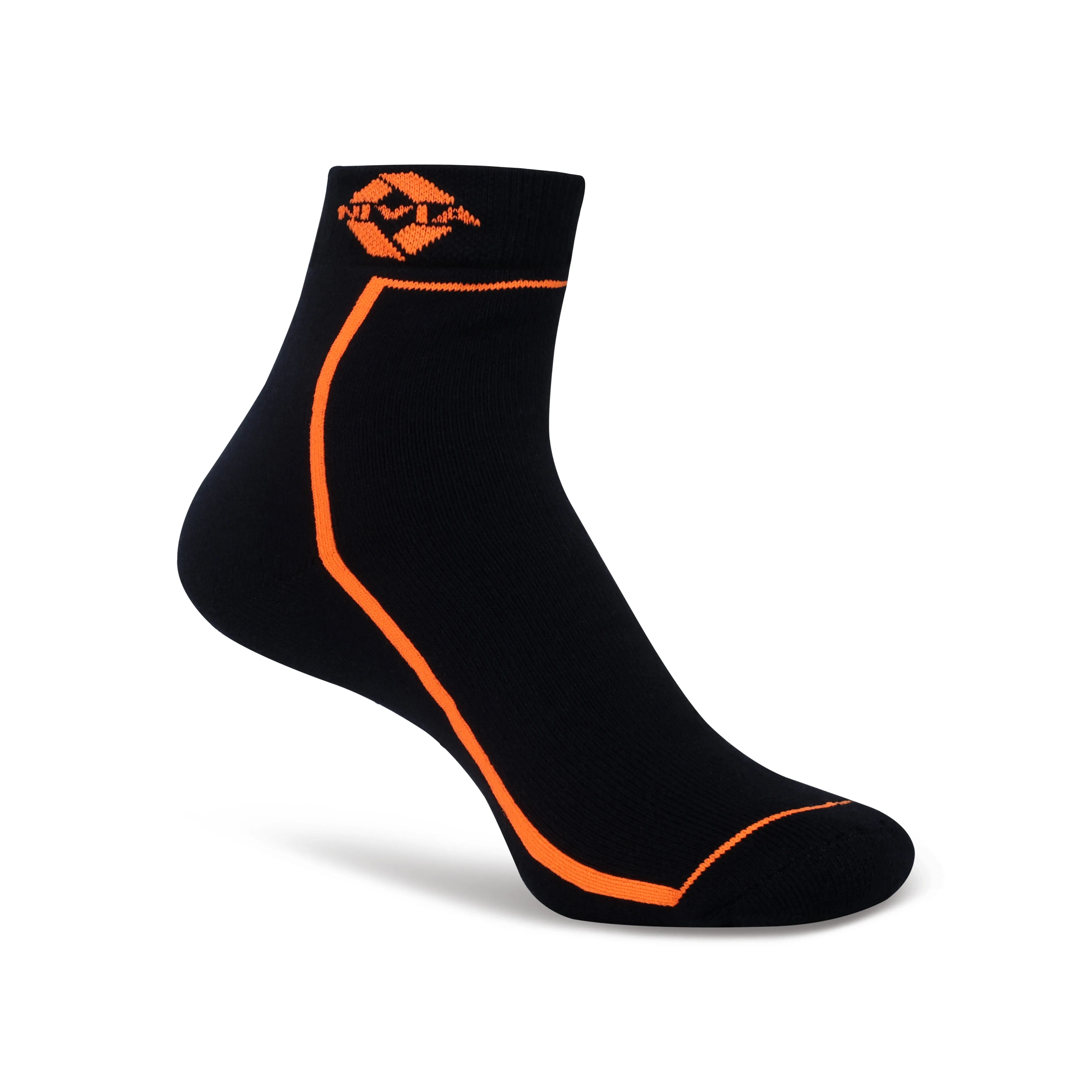 NIVIA STRIPES SPORTS SOCKS HIGH ANKLE (BLACK/F.ORANGE)