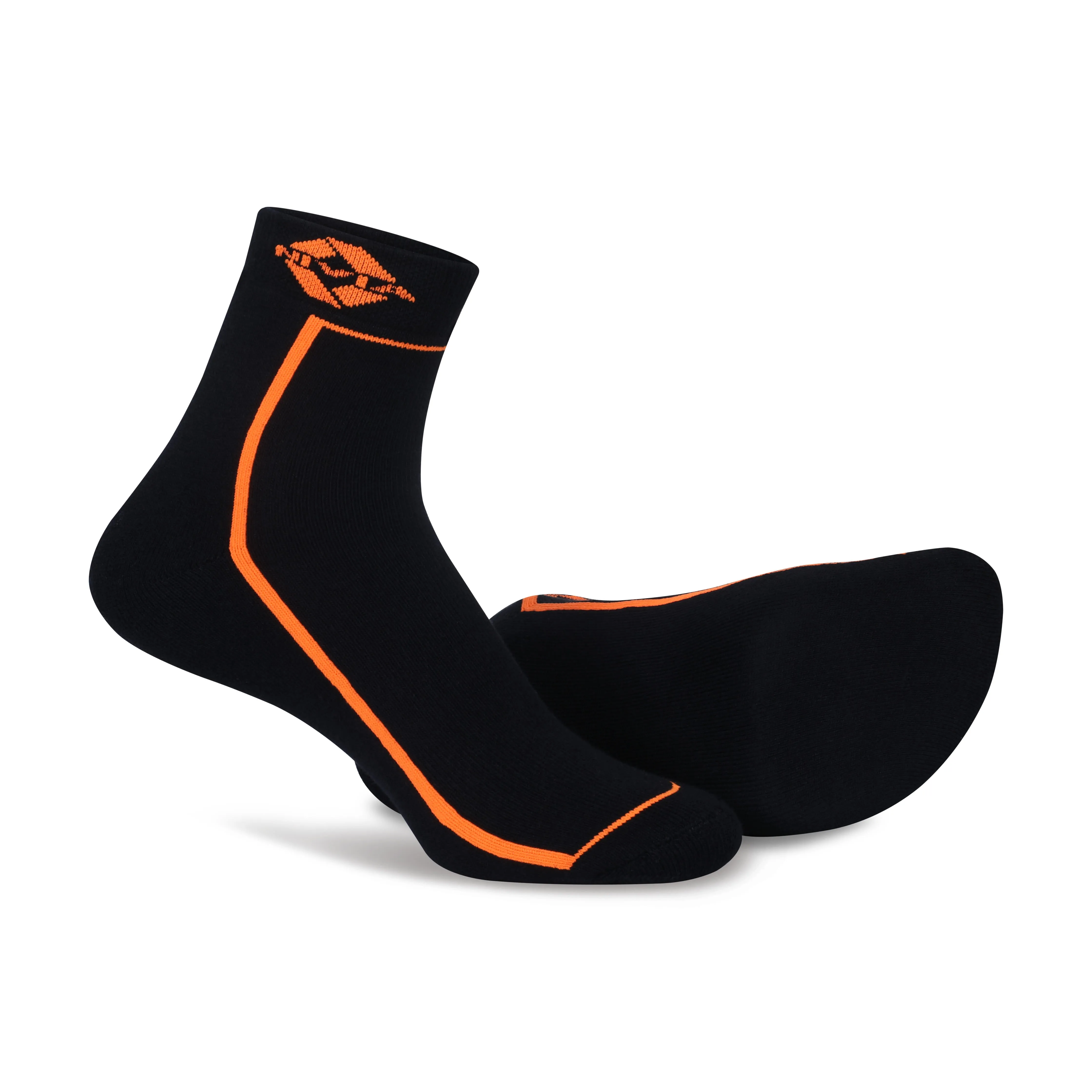 NIVIA STRIPES SPORTS SOCKS HIGH ANKLE (BLACK/F.ORANGE)